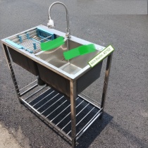 Bồn rửa chén đúc 2 ngăn lớn inox SUS 304 KT 82*45cm . vòi chén bẻ 360 độ