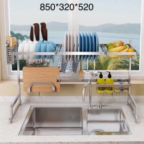 KỆ CHÉN ĐỨNG LẮP RÁP THÔNG MINH INOX 304 LẮP CHO CHẬU 2 HỘC