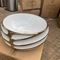 Lavabo sứ hoa văn hoạ tiết mạ, dát vàng Cao cấp