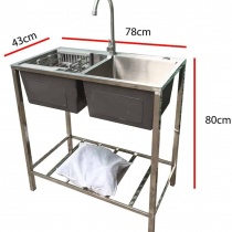 Thanh lý Bồn rửa chén, Chậu rửa bát inox SUS 304 2 hố đúc nguyên khối có chân tại Tphcm, Hà Nội, Đà Nẵng