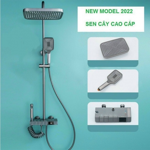 Sen cây tắm đứng nóng lạnh phím đàn Inox SUS 304 Phủ Nano xám đen 