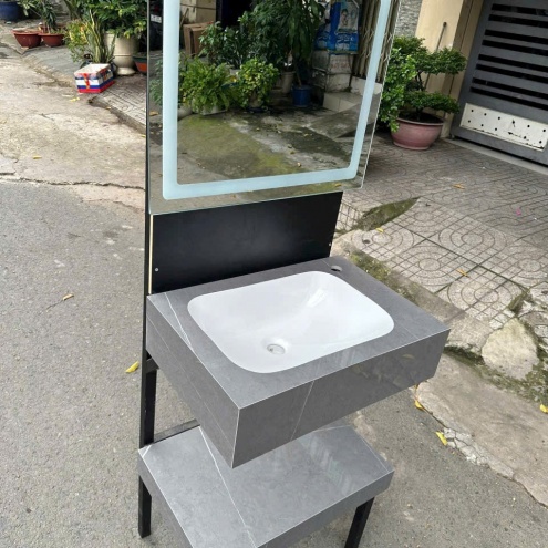 Bàn đá Lavabo 2 tầng - Bàn đá Lavabo âm Chống trầy KT60×40 Giá Rẻ tại Quận Nhất - Quận 1-TpHCM