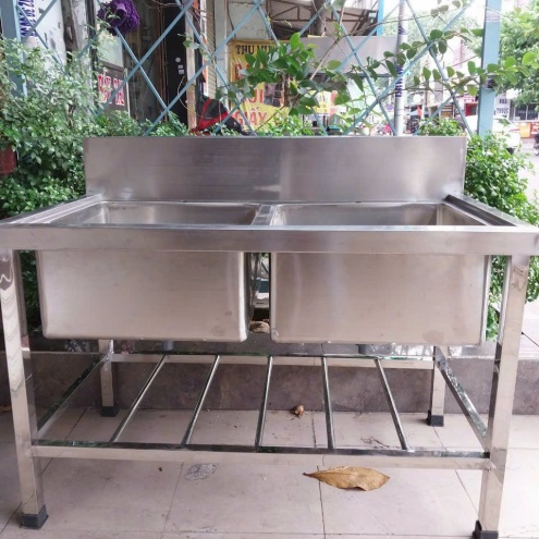 Chậu rửa công nghiệp 2 hố thanh lý, Bồn rửa chén inox công nghiệp Mới & Cũ GIÁ RẺ Hà Nội - Tphcm