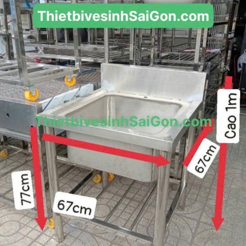 Chậu rửa công nghiệp 1 hố, Bồn rửa công nghiệp 1 Ngăn Inox SUS 304 GIÁ SỈ RẺ Thanh Lý TPHCM