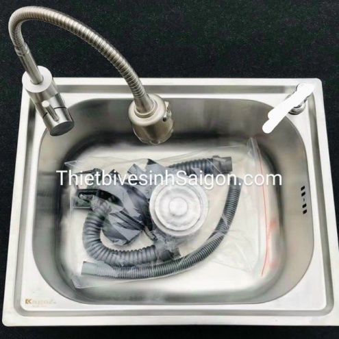 Combo Trọn bộ bồn rửa chén inox 1 ngăn có vòi rửa chén