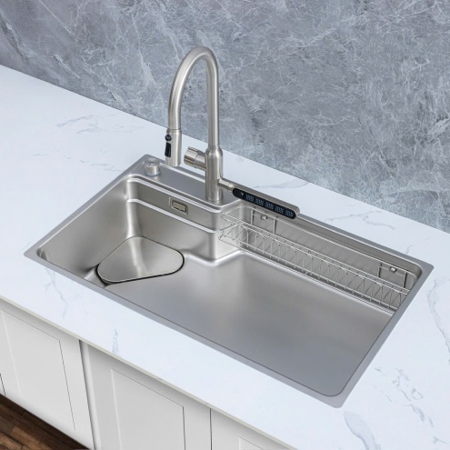 Bồn rửa chén 1 hộc. Bề mặt dập Vân hạt Linen là gì?