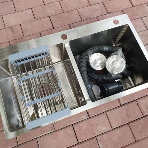 Bồn rửa chén, chậu rửa bát 2 ngăn 82×45 Inox 304 Giá Sỉ Tại Quận 11
