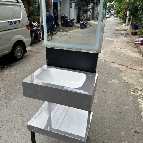 Bàn đá Lavabo 2 tầng - Bàn đá Lavabo âm Chống trầy KT60×40 giá Sỉ Rẻ Tphcm, Bình Dương, Bà Rịa Vũng Tàu