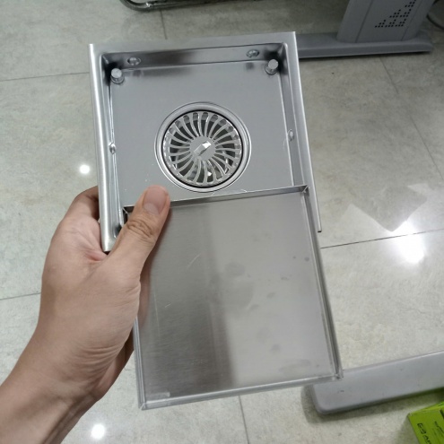 Phễu Ga thoát sàn, thu nước Cắt âm gạch nhà tắm 12×12cm Inox SUS 304