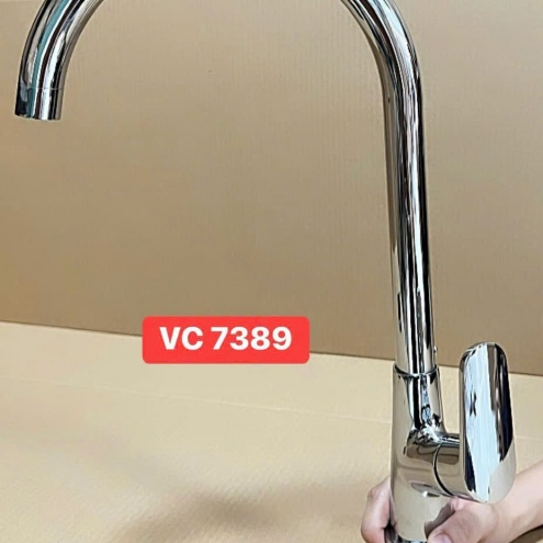 Vòi rửa chén lạnh số 6, đồng thau mạ Crôm Bóng VC 7389