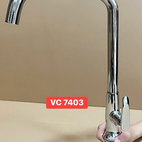 Vòi rửa chén lạnh số 7, đồng thau mạ Crôm Bóng VC 7403