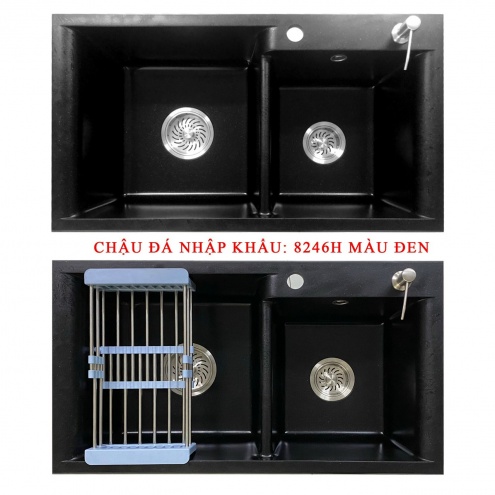 BỒN RỬA CHÉN ĐÁ  GRANITE NHẬP KHẨU CAO CẤP, 2 NGĂN HỘC LỚN TẠI TPCHCM