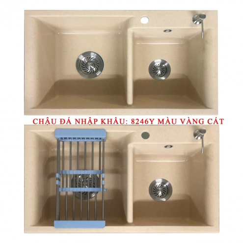 BỒN RỬA CHÉN ĐÁ  GRANITE NHẬP KHẨU CAO CẤP, 2 NGĂN HỘC LỚN TẠI TPCHCM