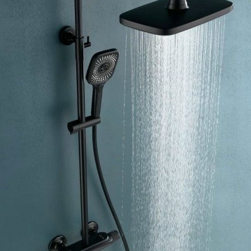 Sen cây tắm đứng chỉnh nhiệt độ màu đen