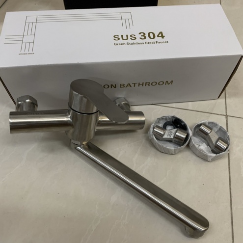 vòi nước rửa chén gắn tường nóng lạnh Inox 304