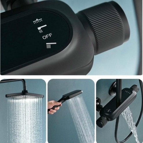 Sen cây tắm đứng chỉnh nhiệt độ màu đen