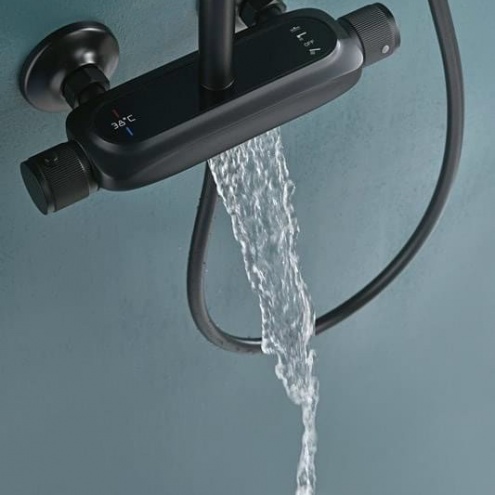 Sen cây tắm đứng chỉnh nhiệt độ màu đen