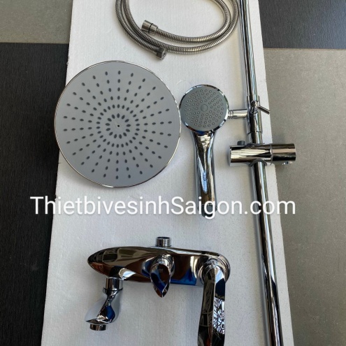 Sen cây tắm đứng nóng lạnh inox 304 HÌNH LÁ MẠ