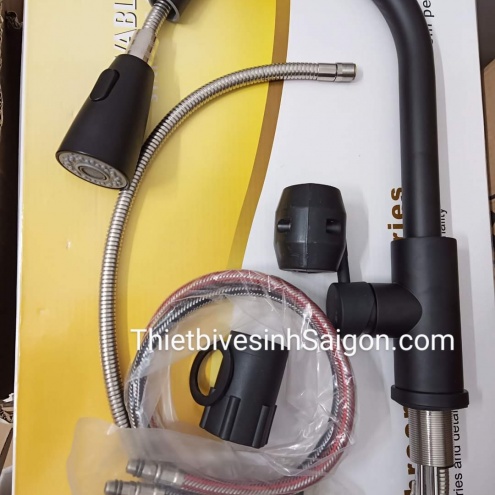 VÒI RỬA CHÉN DÂY RÚT NÓNG LẠNH INOX 304 MÀU ĐEN GIÁ RẺ, BÁN TẠI QUẬN TÂN PHÚ, TPHCM