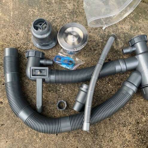 Bộ xả chậu đôi bồn rửa chén bát Inox 2 ngăn - Ống xả lớn thoát nước nhanh Phù hợp các loại chậu Inox 304 2 hộc