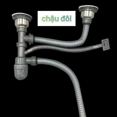 BỘ XI PHÔNG, ỐNG XẢ CHẬU RỬA BÁT 2 HỐ CAO CẤP XP418 PHI 110, 140. GIÁ RẺ 120K