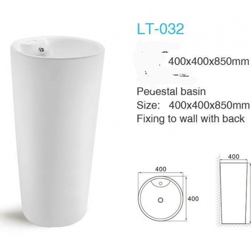 LAVABO SỨ HÌNH TRỤ TRÒN ĐỨNG LB03