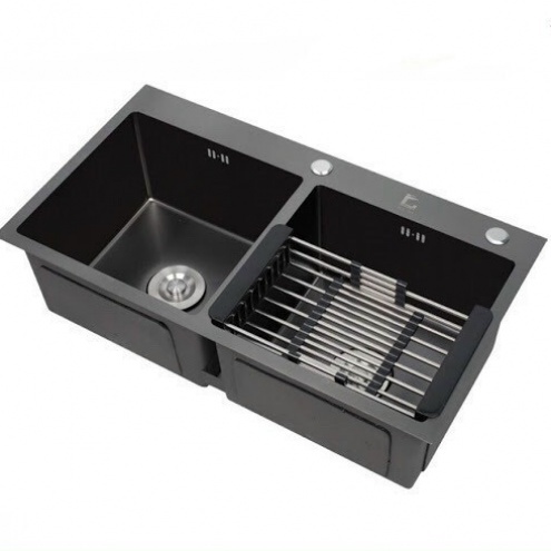 Chậu Rửa Bát Nano đen Inox SUS 304 2 ngăn, hố giá rẻ Tại Hà Nội