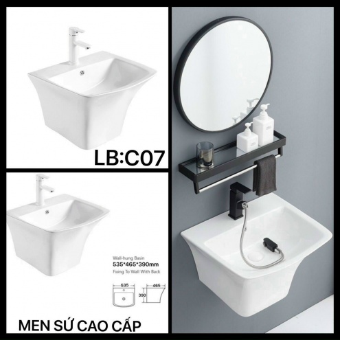 Chậu Rửa Mặt Lavabo Treo Tường Liền Khối Thái Lan