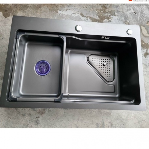 Bồn rửa chén 1 hộc inox 304 NANO đen KT 68×45