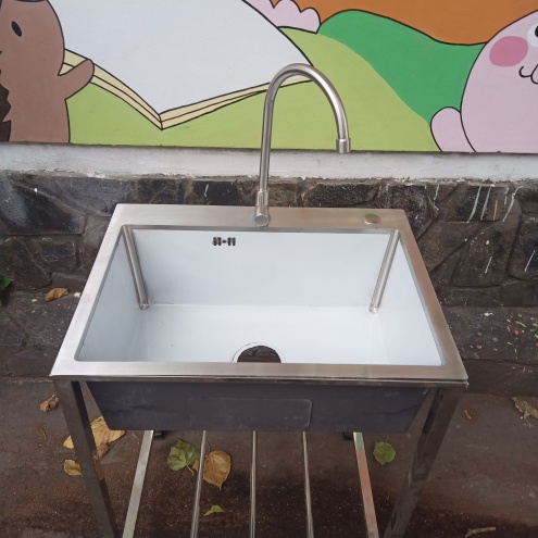 Bồn rửa chén đúc 1 ngăn lớn có chân KT 60*45, 50*45 cm