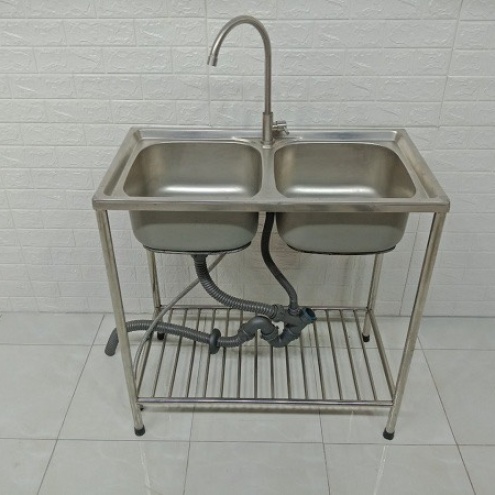 Bồn, Chậu rửa chén bát 1, 2 ngăn lớn INOX SUS 304 có chân giá rẻ Tphcm, Hà Nội