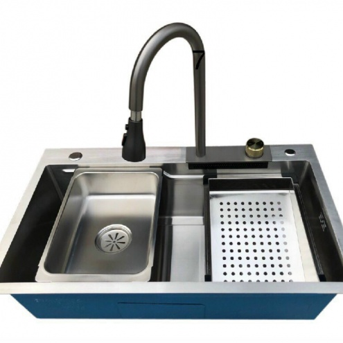 Chậu, Bồn rửa chén bát KOREA Kèm vòi Thác Ngang - Vòi Rút KT7846