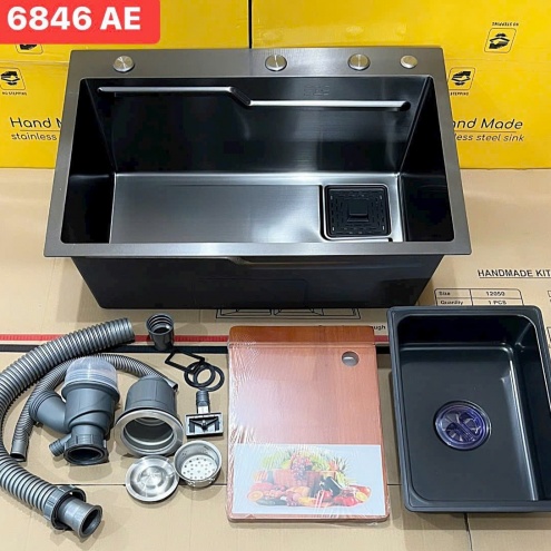 Chậu rửa chén bát Inox đơn 1 ngăn lớn 68×45cm